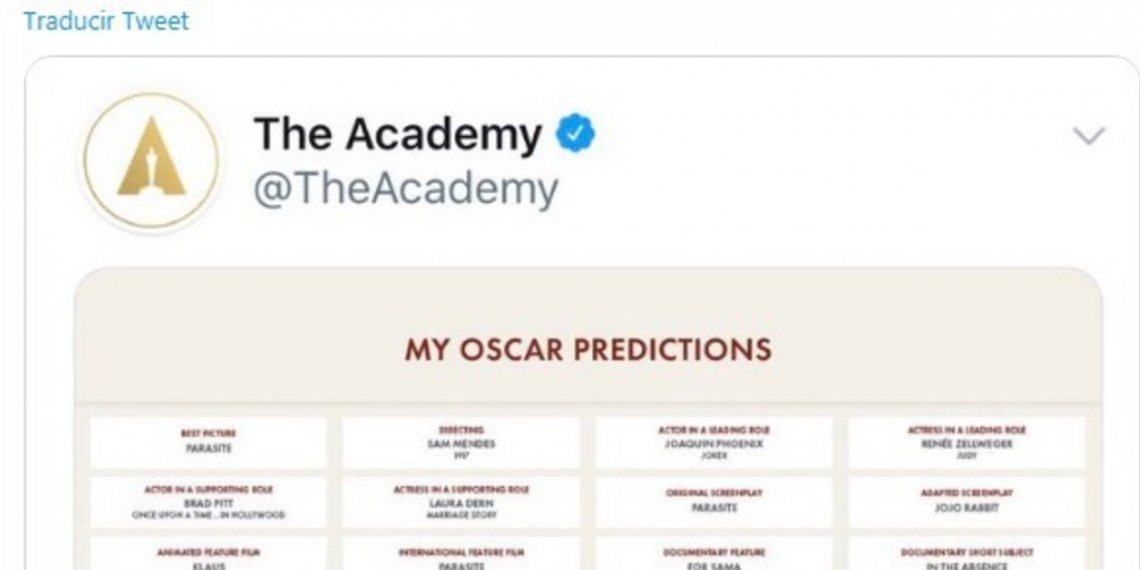 El insólito tuit que publicó y borró la Academia: ¿Reveló los ganadores de los Oscar?