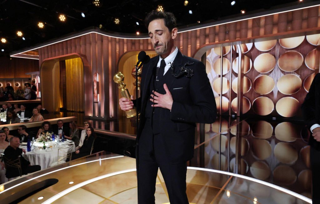 La emoción de Adrien Brody en su discurso en los Golden Globes